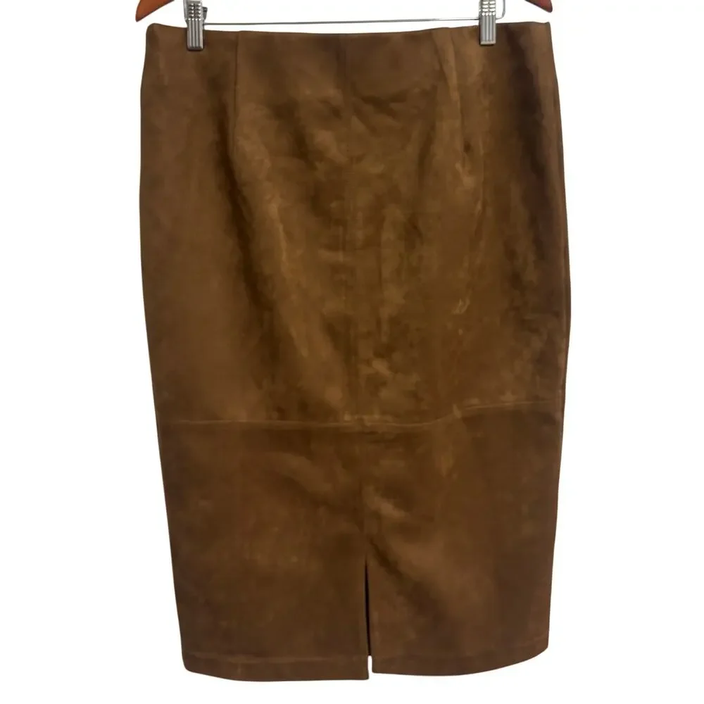 Marc New York Faux Suede Pencil Skirt Brown Full Control Waistband Large New - Picture 3 of 9